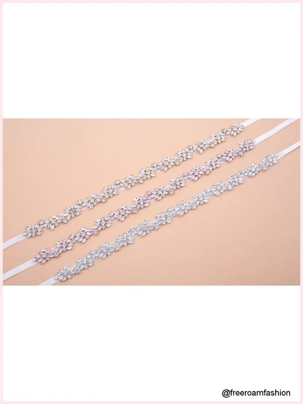 Crystal Rhinestone Bridal Belt Sash Handmade Wedding Dress Belt